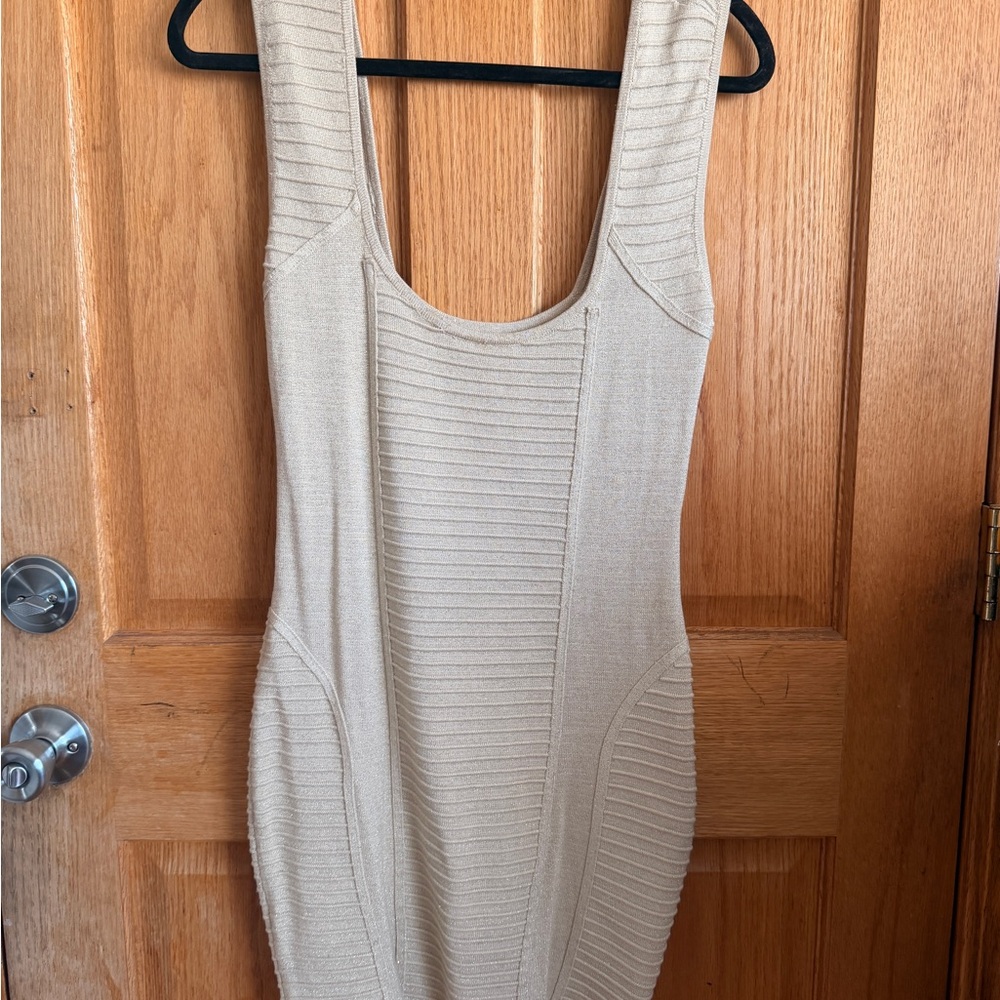 Arden B Cream Textured Mini Dress